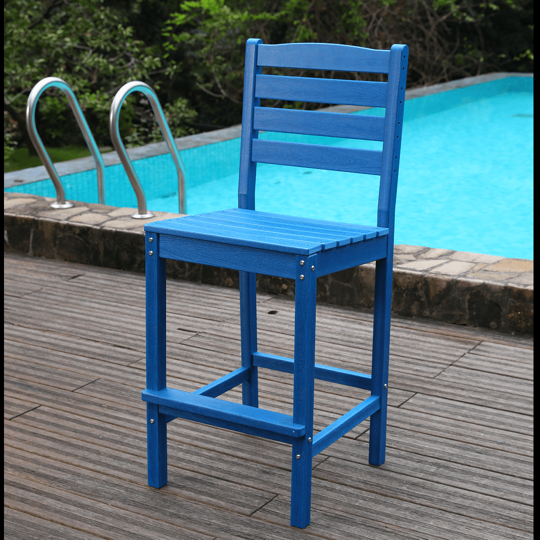 Patio Bar Stool, Tall Leisure Chair for Balcony Garden Outdoor Relax Spot, Navy Blue