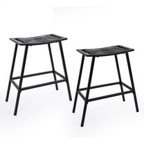 Patio Bar Stools Set of 2, 26 inch Backless for Kitchen Island, Wicker Counter Height Bar Height Stools, Rattan Bar Stools with Metal Base, 350lbs 02-0306BK(2PK)