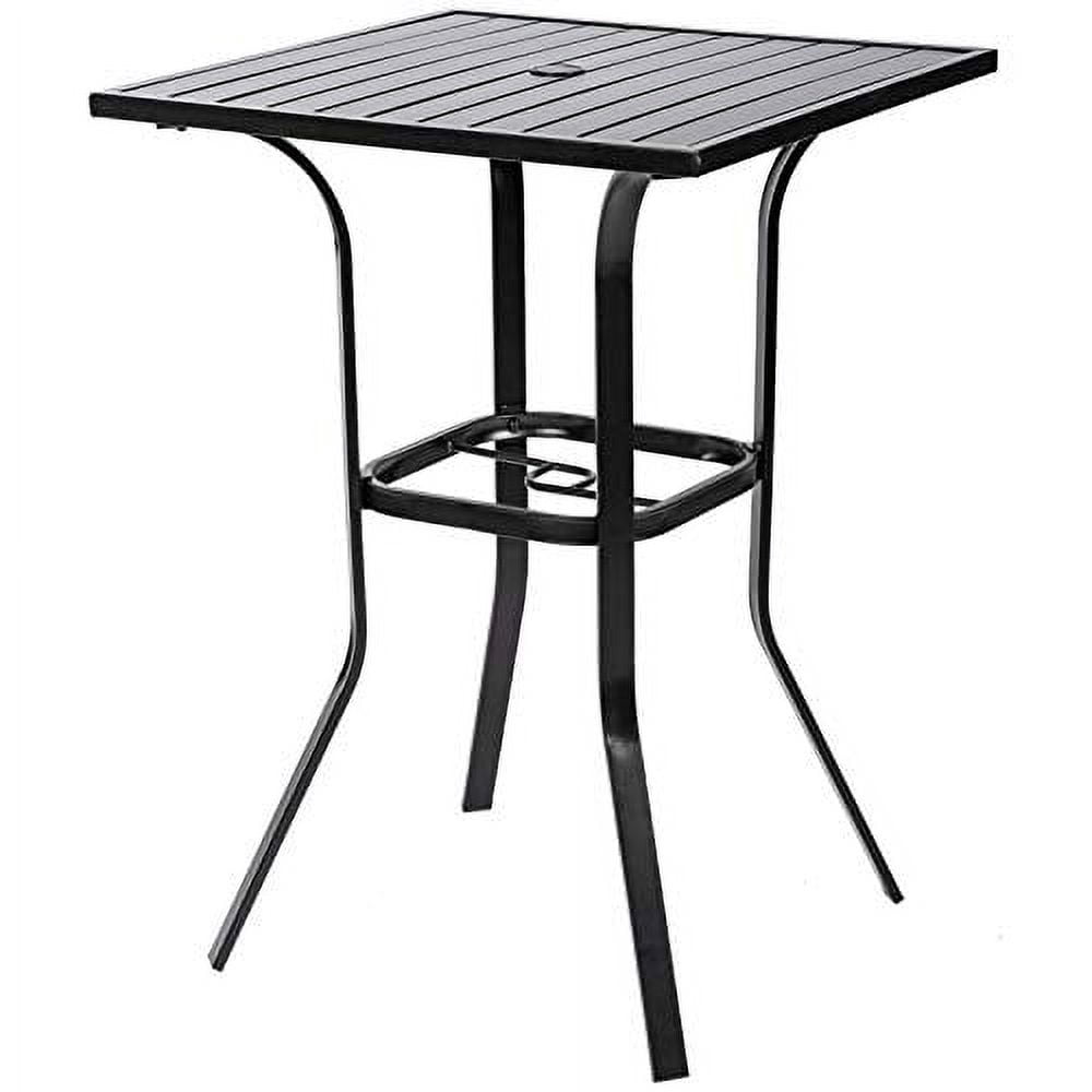 Patio Bar Table, Outdoor Bar Height Bistro Table with Umbrella Hole ...