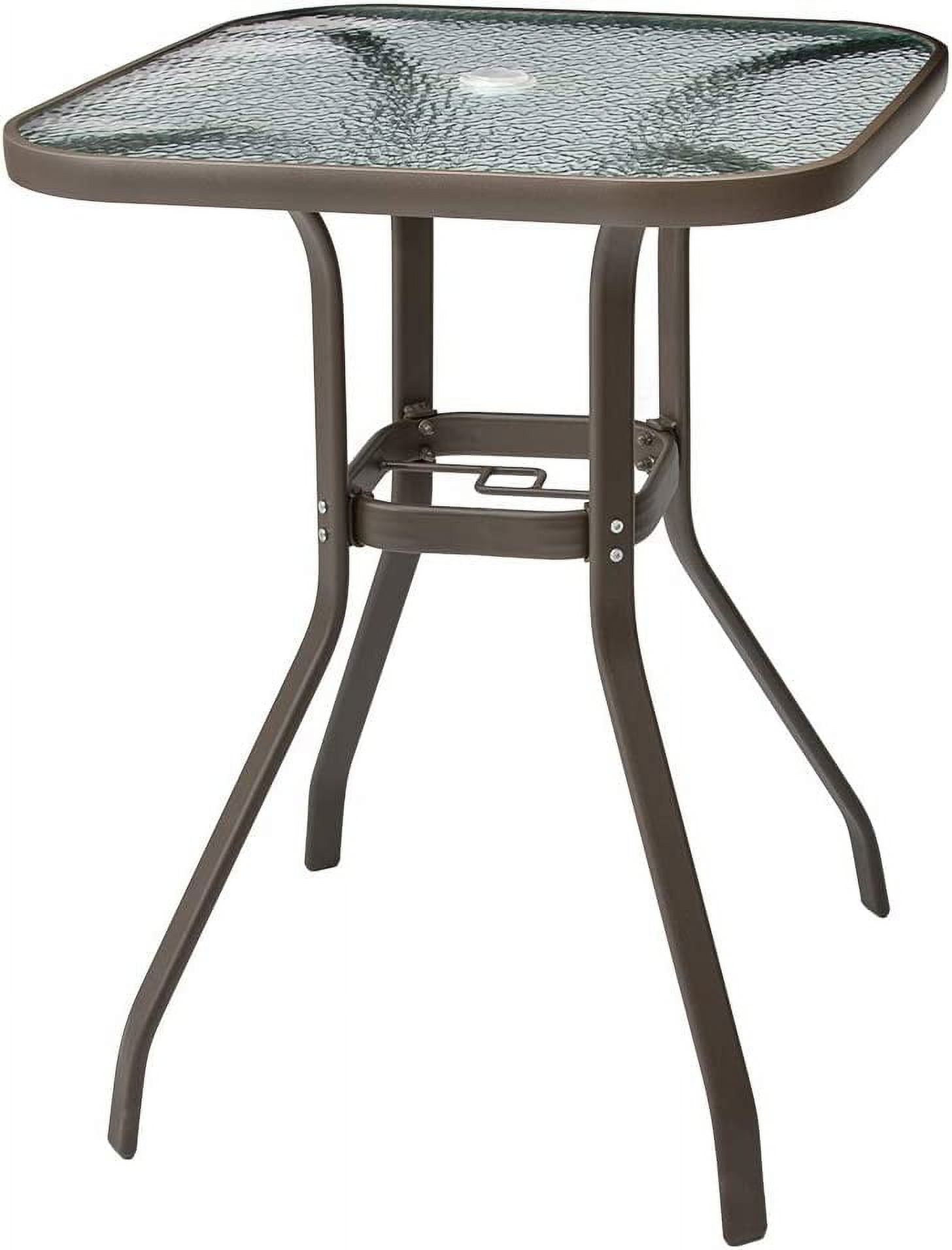 Patio Bar Table Outdoor High Dining Bistro Table Tempered Glass Top