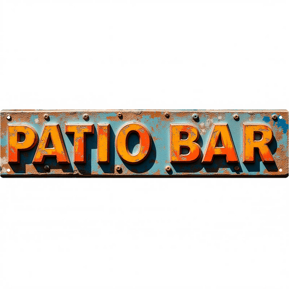 Patio Bar Tin Sign 16x4 Inch Patio Bar Design - Ideal for Backyard, Patio, Outdoor Bar Decor