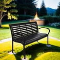thumbnail image 1 of Patio Bench 45.7in WPC & Steel Outdoor Seating | Black | Slat Back, 1 of 8