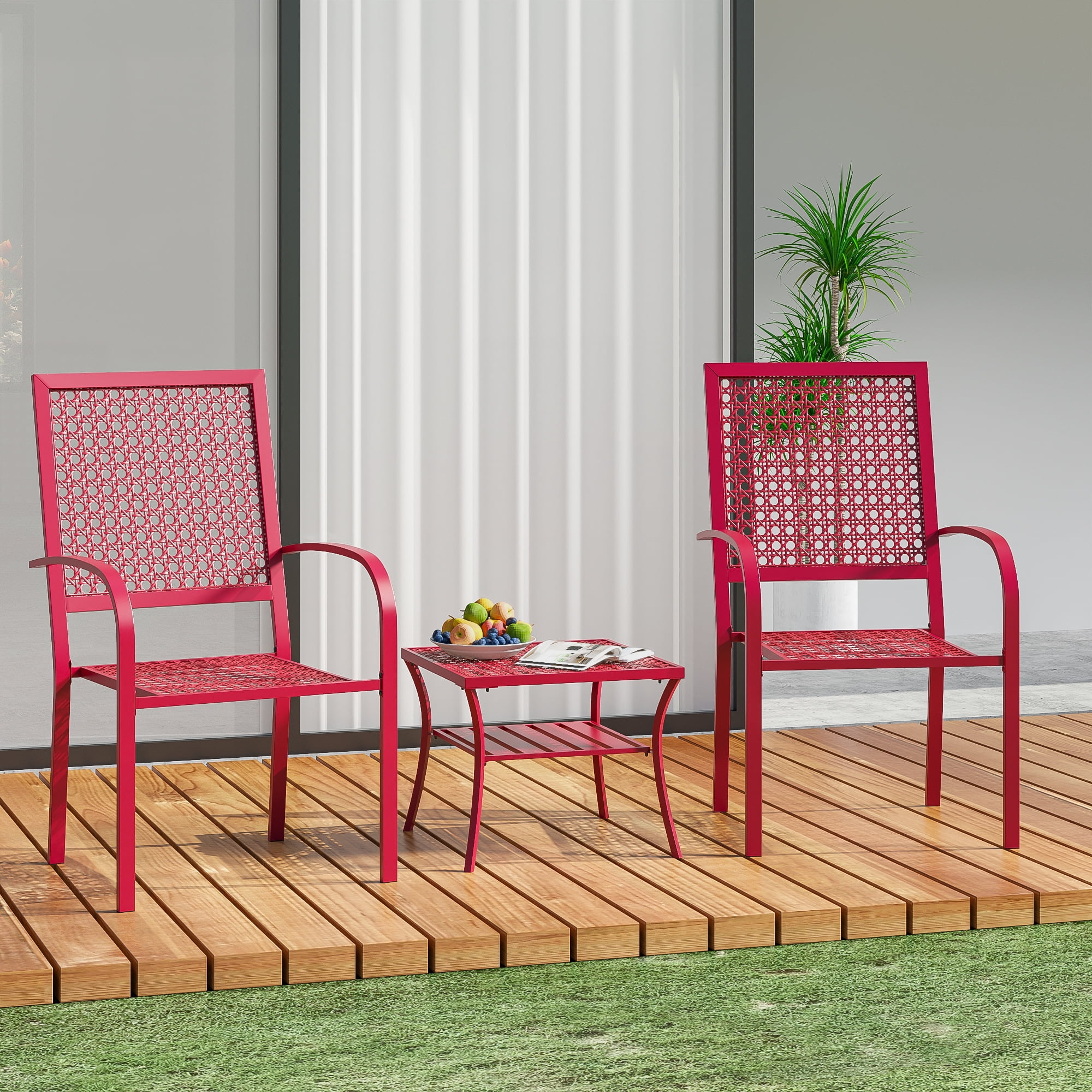 Patio Bistro Set, Bistro Table and Chairs Set of 2, Outdoor Bistro Set ...