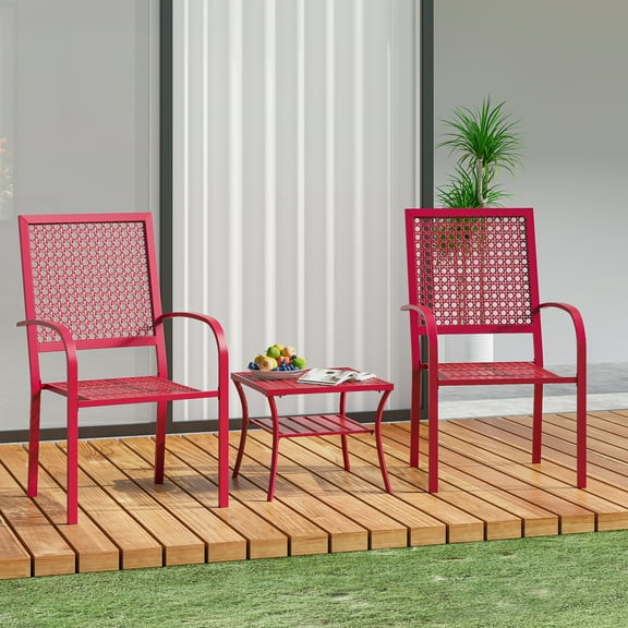 Patio Bistro Set, Bistro Table and Chairs Set of 2, Outdoor Bistro Set for 2