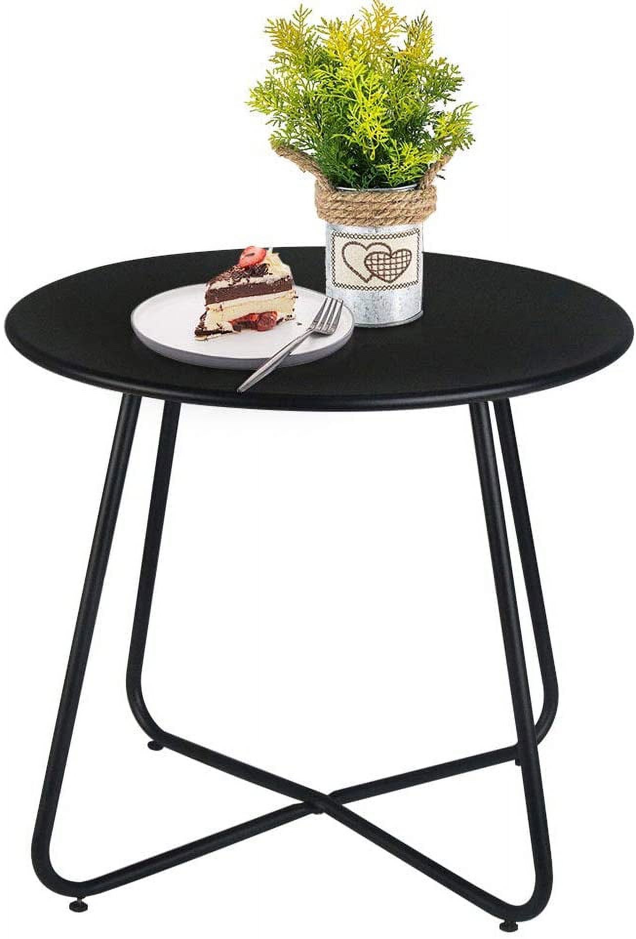 Patio Bistro Side Table Metal Steel Coffee Snack Tea Accent End Table