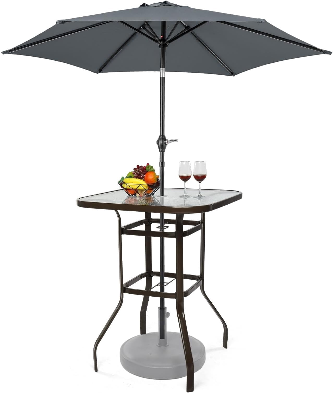 40 glass top patio umbrella table Haiput Wam Outdoor with Hole, Small Patio Dining Table, All Weather Patio Bistro Table for Lawn Balcony, Yard(Square) : Patio, Lawn & Garden The table doesnt come with chairs Patio Bistro Table with Umbrella,