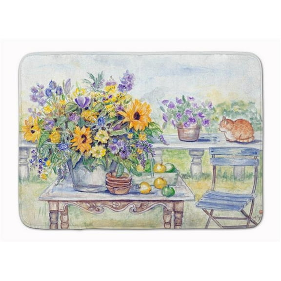Patio Bouquet of Flowers Machine Washable Memory Foam Mat
