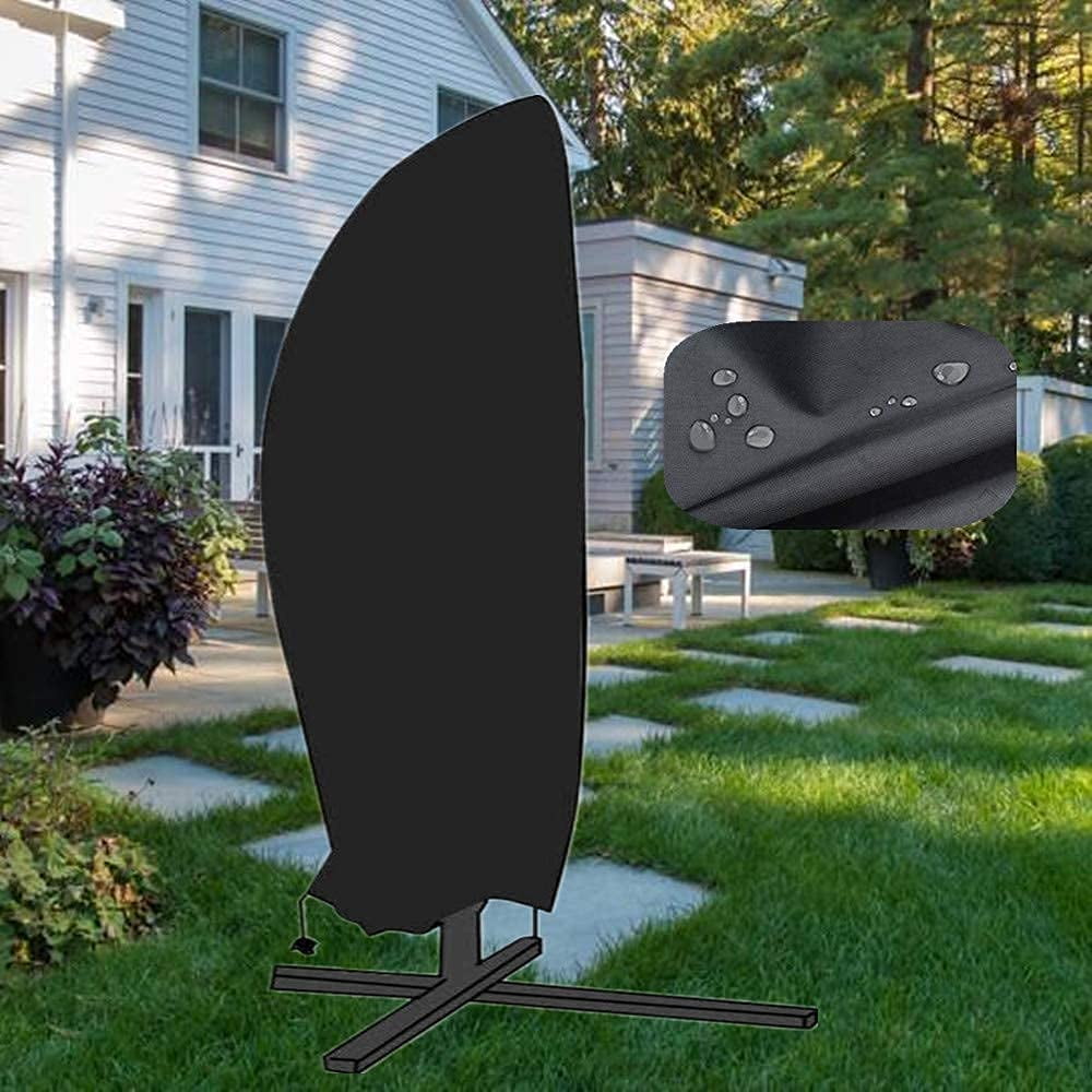 Patio Cantilever Umbrella Covers 9-13ft Offset Umbrella Cover 210D Waterproof Outdoor Parasol Market Umbrella Cover with Zipper Large Black (Black)