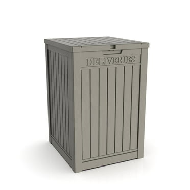 Patio Casual 31 Gallon Lockable Resin Deck Box, Waterproof & Outdoor Storage Box for Outdoor Cushion Storage and Outdoor Delivery Storage, Stylish Outdoor Bench,Light coffee