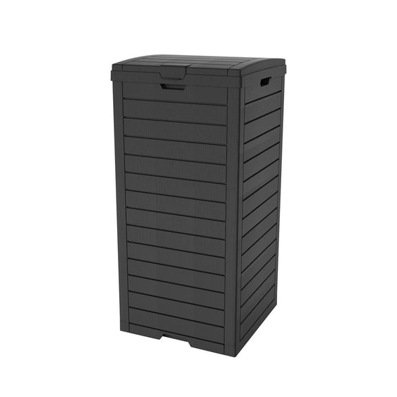 Decksplore Casual 31 Gallon Lockable Resin Deck Box, Waterproof & Outdoor Storage Box for Outdoor Cushion Storage and Outdoor Delivery Storage, Stylish Outdoor Bench,black