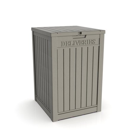 Patio Casual 55 Gallon Lockable Resin Deck Box, Waterproof & Outdoor Storage Box for Outdoor Cushion Storage and Outdoor Delivery Storage, Stylish Outdoor Bench,Light coffee