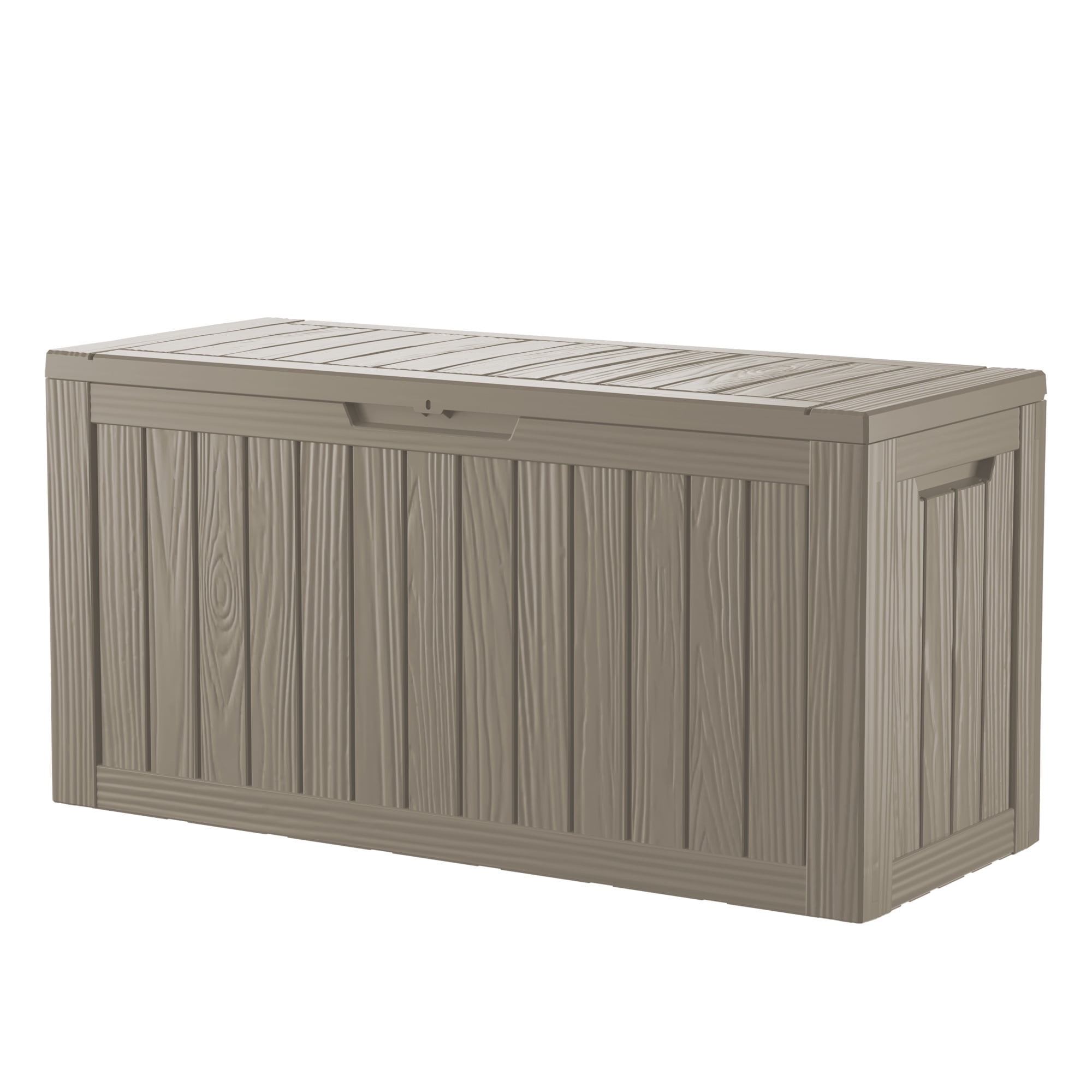 Patio Casual 80 Gallon Lockable Resin Deck Box, Waterproof & Outdoor Storage Box for Outdoor Cushion Storage and Outdoor Delivery Storage, Stylish Outdoor Bench,Light coffee