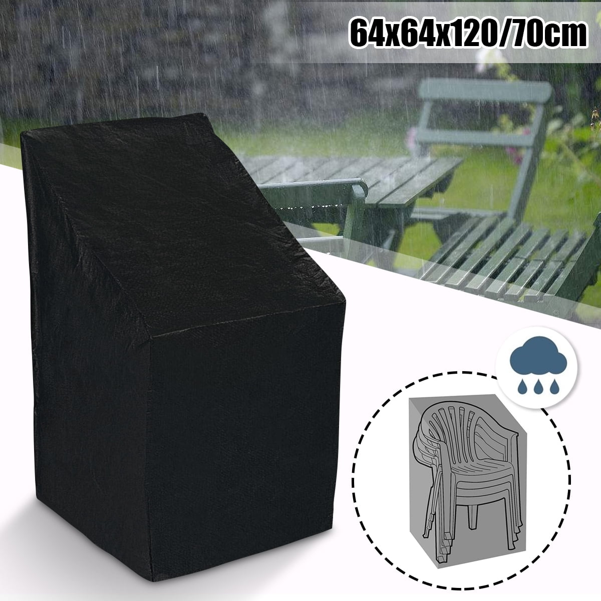 Patio Chair Cover 210D Outdoor Furniture Covers Waterproof 25*25*47 Patios Chairs Covers Fits for 4-6 Stackable Chairs, Black