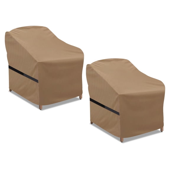 Patio Chair Covers 2 Pack, 600D Heavy Duty Waterproof Outdoor Chair Cover Patio Furniture Covers, Lounge Deep Outdoor Seat Covers, Brown