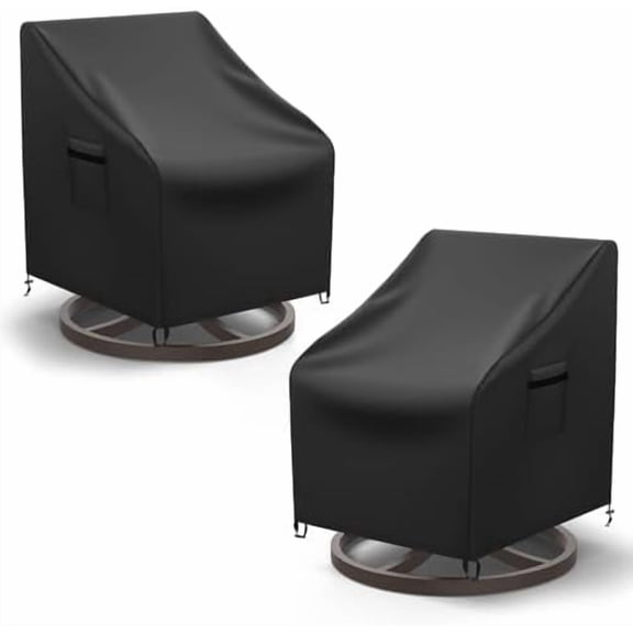 Patio Chair Covers, 2 Pack Outdoor Swivel Lounge Chair Cover, Heavy Duty Patio Rocking Chair Covers, Patio Furniture Covers Waterproof, 30" W×34" D×38.5" H, Black