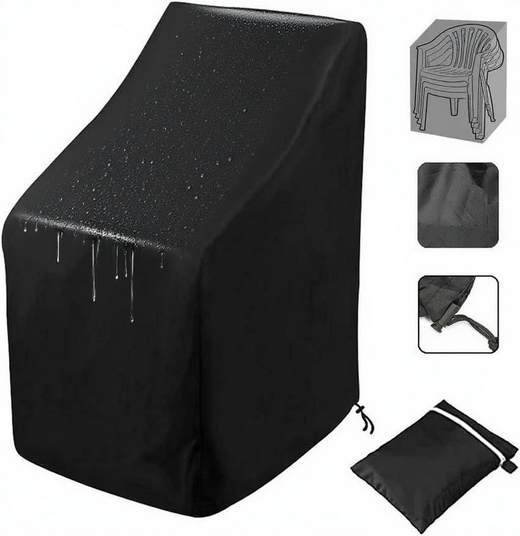 Patio Chair Covers, 210D Lounge Deep Outdoor Seat Cover,Waterproof UV Protected, 25" L x 25" W x 47"H, Black