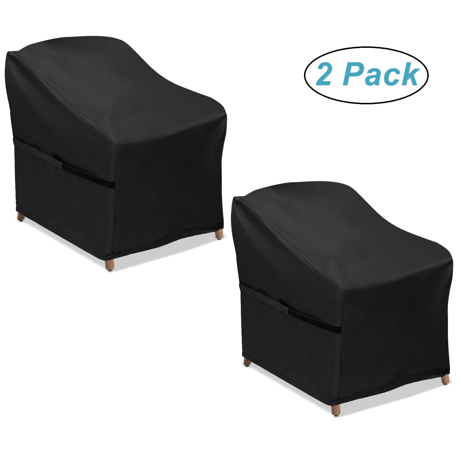 YEERSWAG Patio Chair Covers 2 Pack, 38"L x 31"W x 29"H Waterproof Outdoor Lawn Patio Furniture Cover for Lounge Deep Seat with 600D Heavy Duty Windproof Drawstring & Buckles, Black