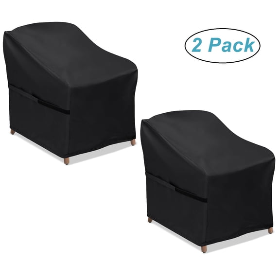 YEERSWAG Patio Chair Covers 2 Pack, 38"L x 31"W x 29"H Waterproof Outdoor Lawn Patio Furniture Cover for Lounge Deep Seat with 600D Heavy Duty Windproof Drawstring & Buckles, Black