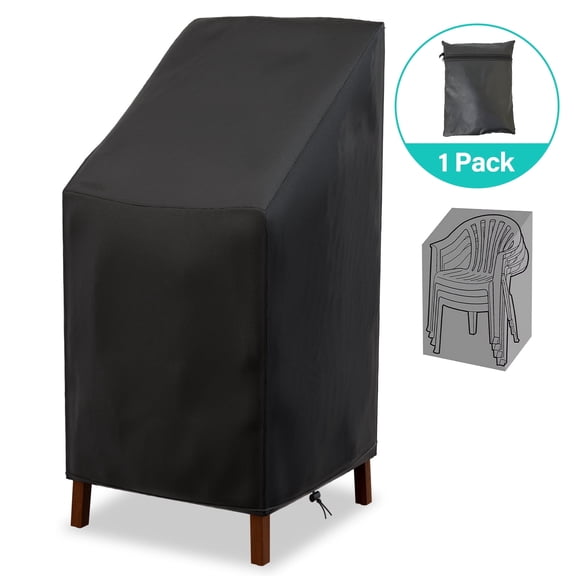 Patio Chair Covers,Outdoor Chair Cover,Waterproof Patio Furniture Covers for Outdoor Furniture, Large Covers for High-Back Chiar/Stackable Outdoor Chairs, 25" L x 25" W x 47"H,Black