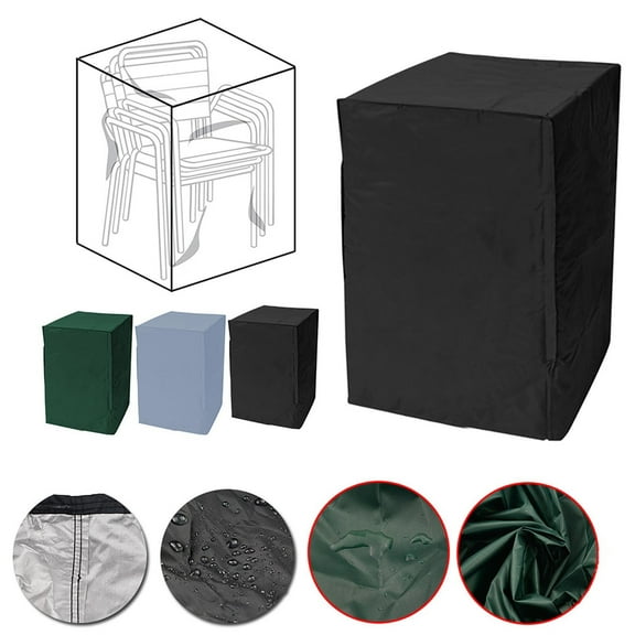 Patio Chair Covers for Outdoor Furniture Waterproof, Heavy Duty Stackable Chairs Cover with Adjustable Hem Cord for Better Fit, Large Cover for Lounge Deep Seat, All Weather Protection (Black)