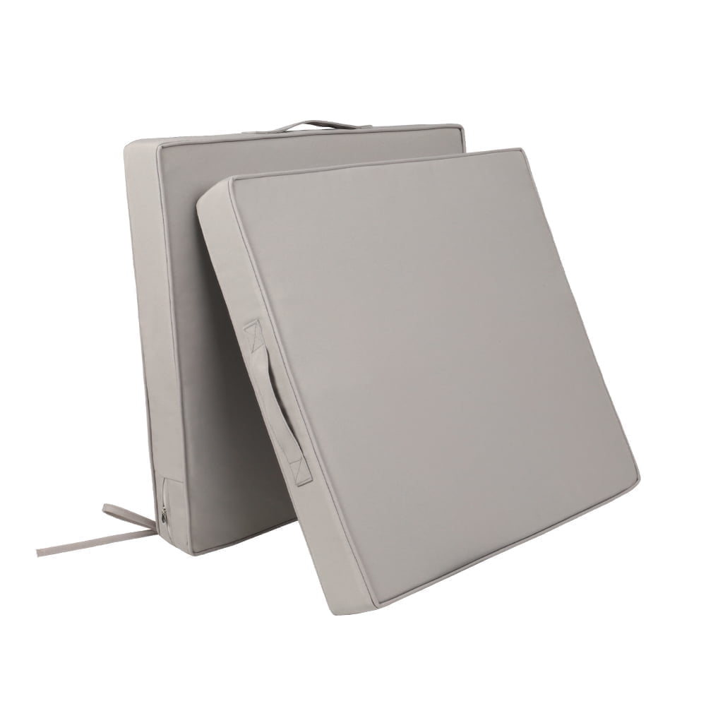 2-Pack 16x16x3 Inch Indoor Outdoor Square Chair Cushions, Waterproof Non-Slip Patio Seat Pads with Ties, Thick Comfort for Kitchen, Bistro & Garden, Ideal for Family & Adults, Gray