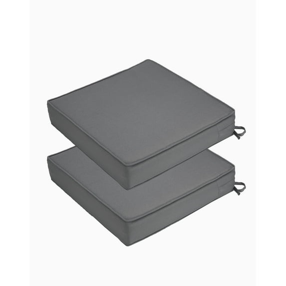 Patio Chair Cushion 22x22x4 Inch, Waterproof Outdoor Seat Cushions for Patio Furniture, Garden Chair Cushions with Ties, Set of 2, Dark Gray