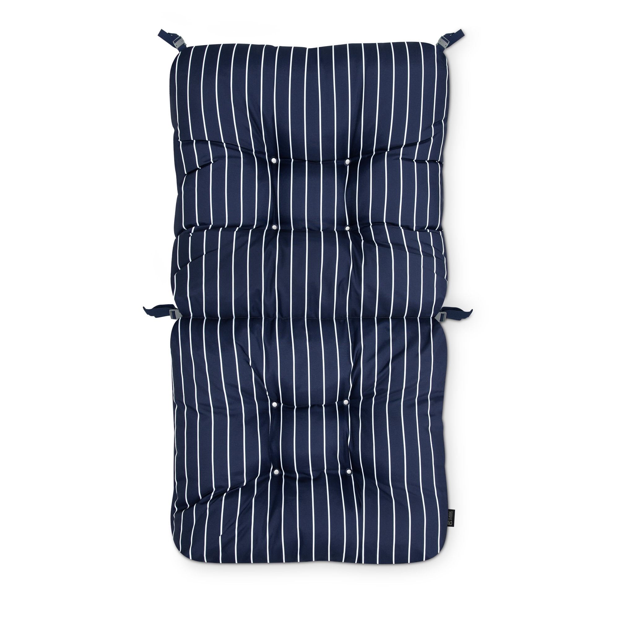 Patio Chair Cushion Classic Navy Stripe 21 W x 19 D seat x 22.5 H back