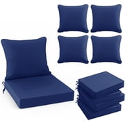 Ottowood Outdoor Deep Seat Cushions Set of 4, 19x19x3 Inch Water-Repellent Patio Cushions, Navy Blue