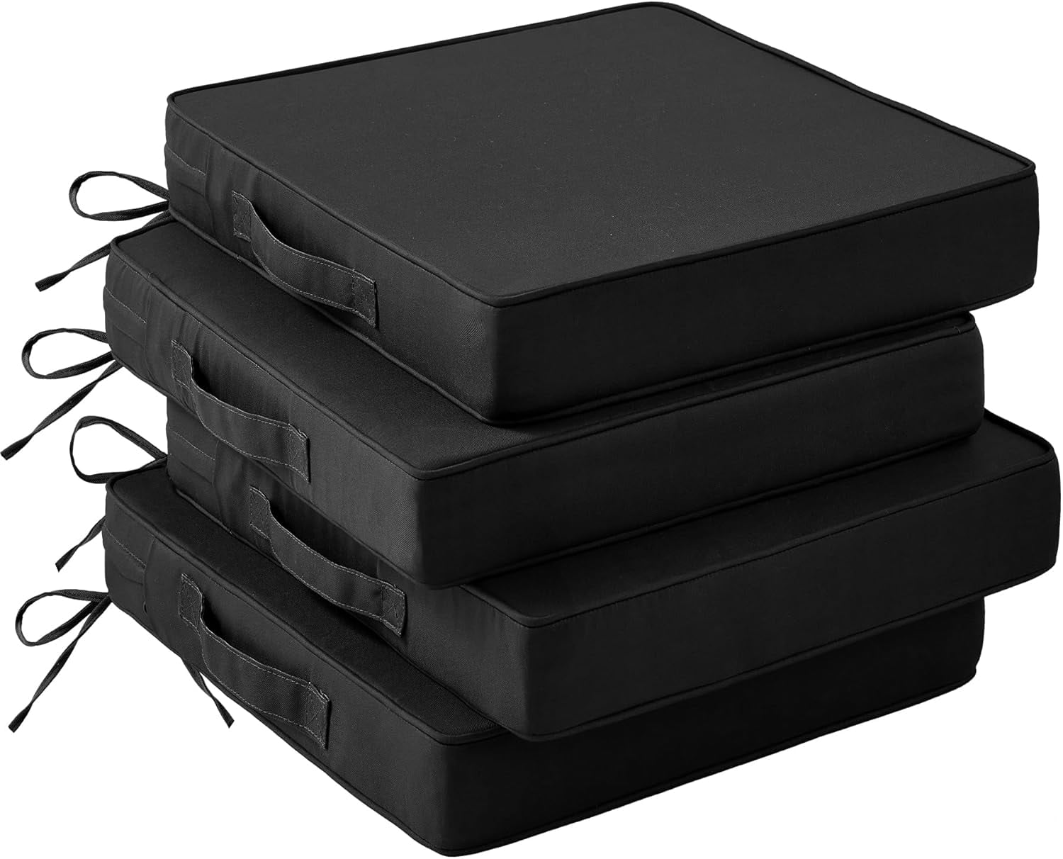 Outdoor Seating Cushions Black 19x19x3 Inch Set of 4 for Patio Furniture