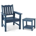 thumbnail image 1 of Patio Chair & Table Set, Garden Bistro Chairs with End Table, All-Weather HIPS Dining Chair Set, 400 lbs Weight Capacity, Outdoor Patio Furniture, Blue, 1 of 7