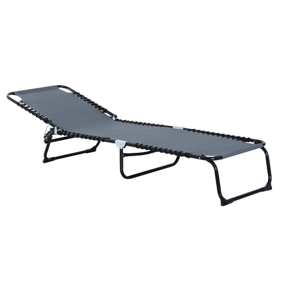 Patio Chair With Breathable Mesh - Foldable Lounge, 4 , Gray Beach Outdoor Lounge 4 Reclining Positions,