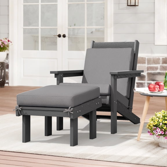 Patio Chair with Ottoman and Removable Cushions 2 -Piece Patio Conversation Set