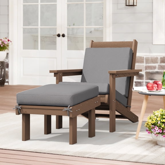 Patio Chair with Ottoman and Removable Cushions 2 -Piece Patio Conversation Set