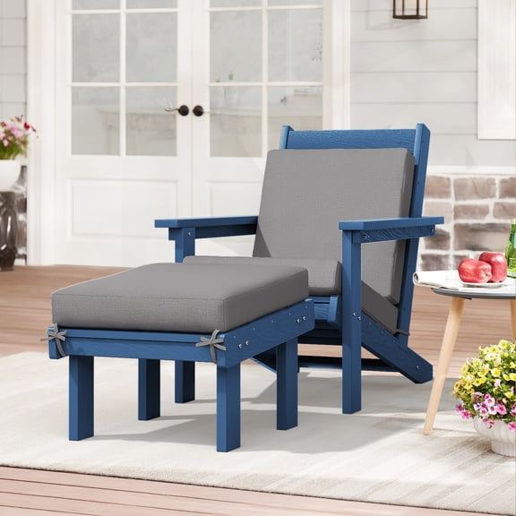 Patio Chair with Ottoman and Removable Cushions 2 -Piece Patio Conversation Set