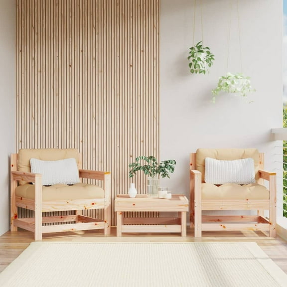 Patio Chairs 2 pcs Solid Wood Pine - Outdoor Garden Furniture Set, Slatted Design, Rustic Style, Modular, for Patio, Terrace, Backyard