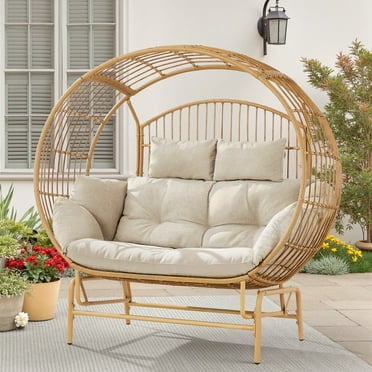 Outdoor Rocking Chair - 2 Piece Wicker Rattan Rocker Chairs Set with ...