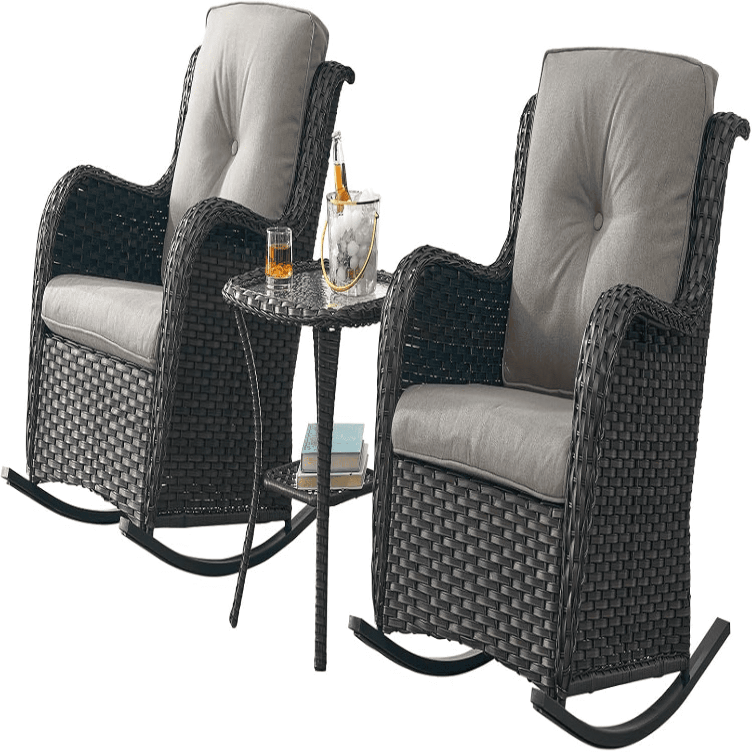 Patio Chairs Outdoor Rocking Chair - Wicker Rattan Rocker Chairs Set ...
