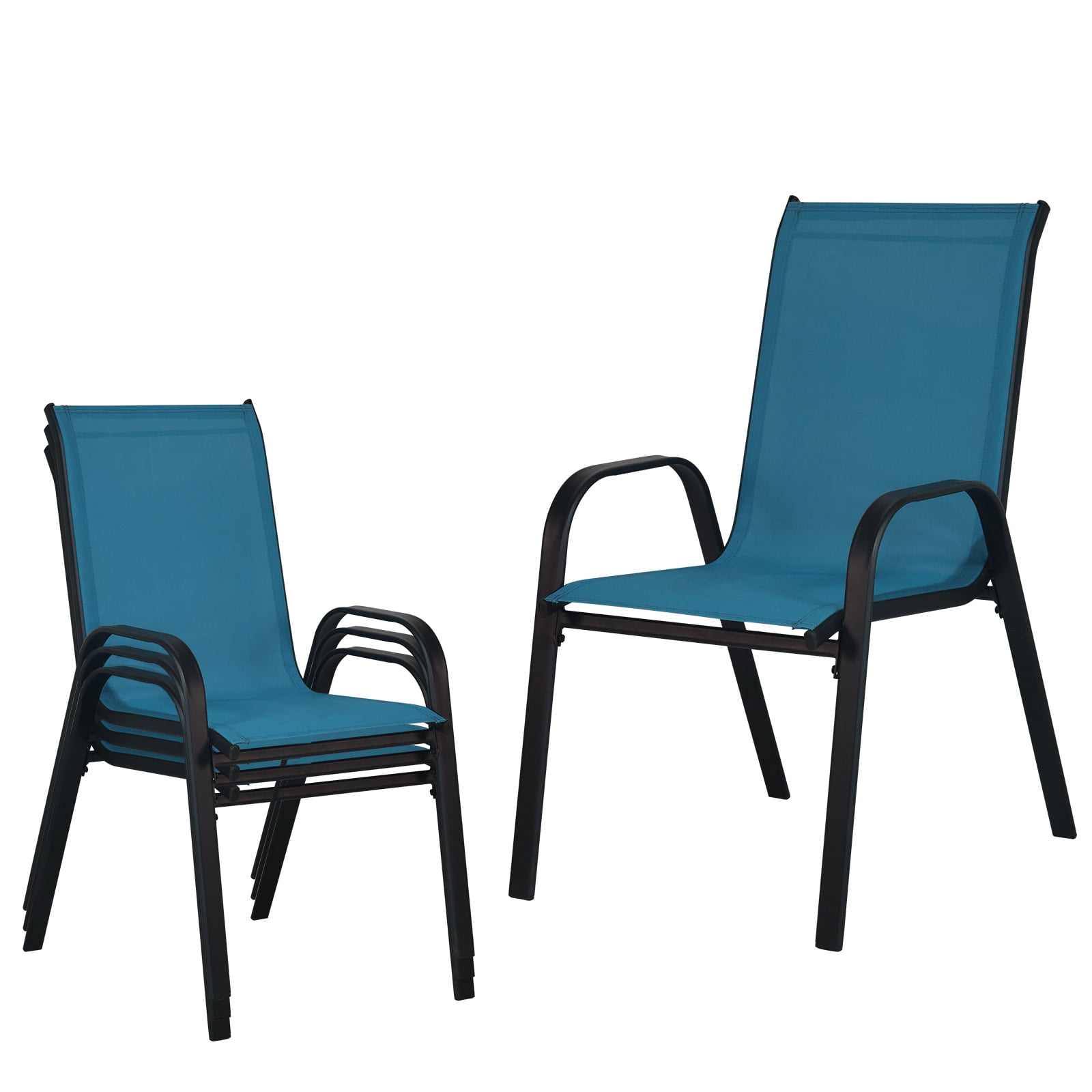 Patio Chairs Set of 4, Outdoor Stackable Dining Chairs with High Back ...