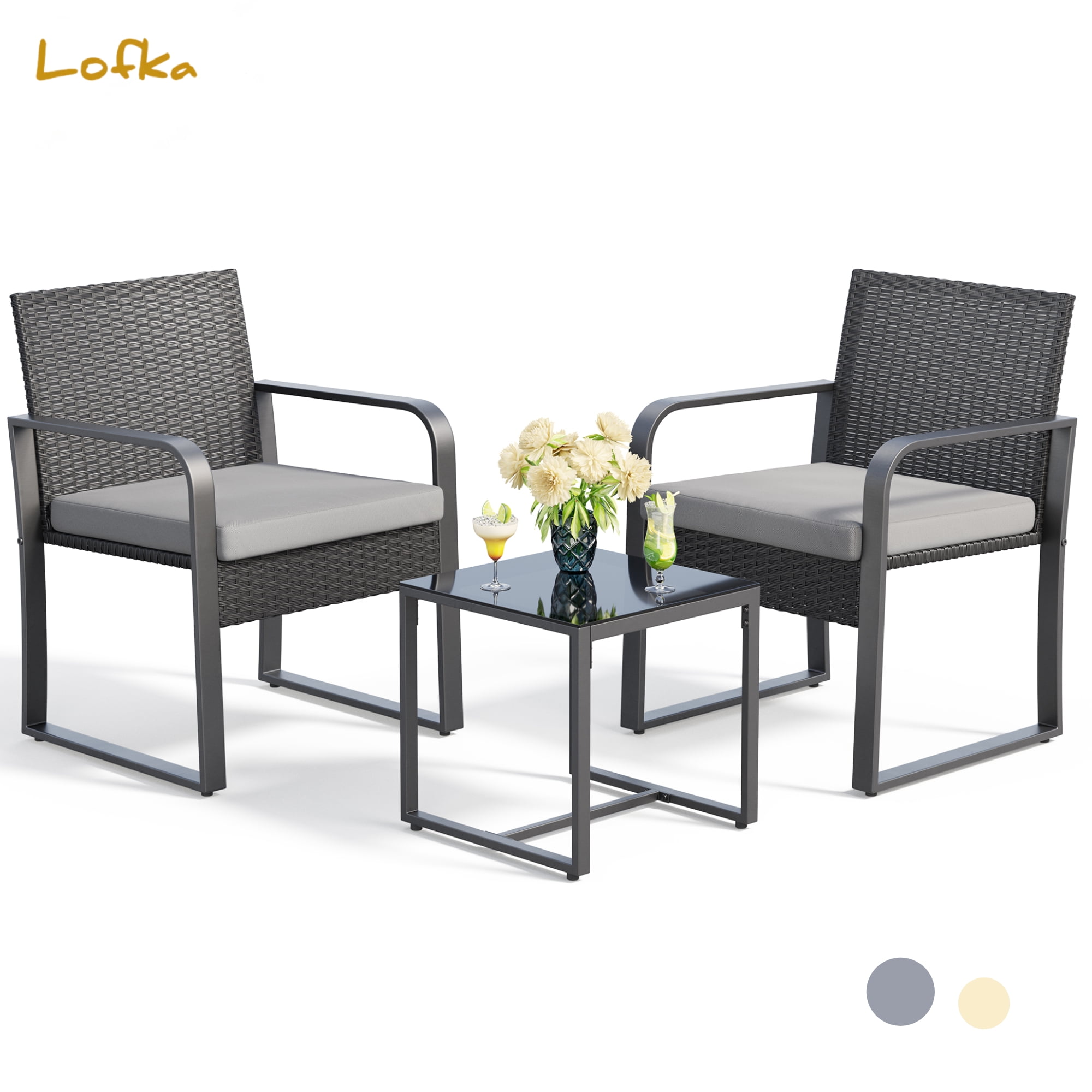 Patio Chairs Set, Patio Furniture Set Clearance with Glass Coffee Table ...