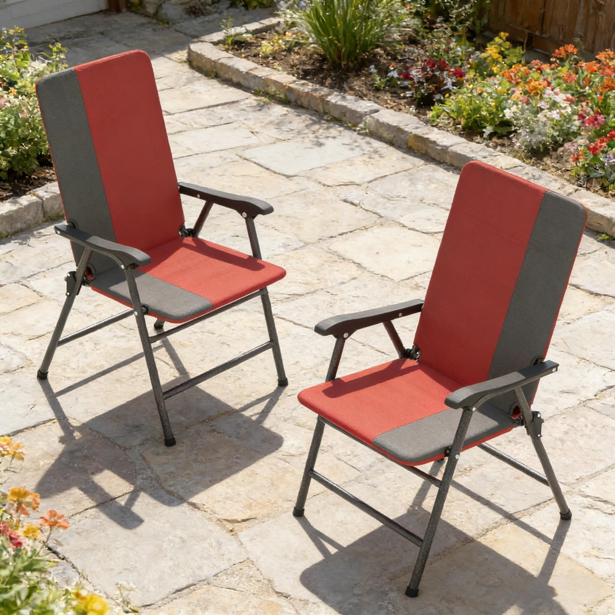Patio Chairs Set of 2,Outdoor High Back Chairs Set,Lawn Chairs,Folding Camping Chairs,