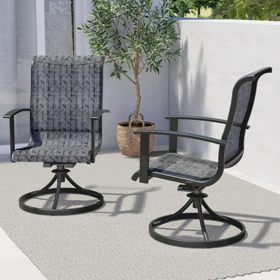 Patio Chairs Set of 2, Outdoor Swivel Mesh Sling Rocking Chairs, for Front Porch, Garden, Patio, Backyard, Black