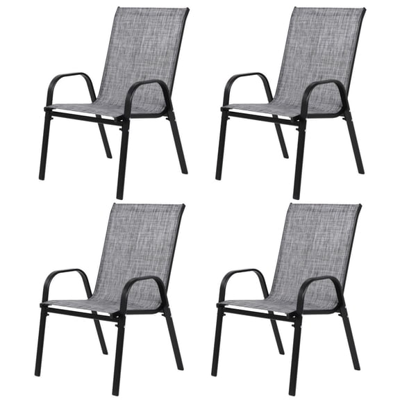 Patio Chairs Set of 4, Outdoor Camping Chairs with Breathable Textilene Fabric, Steel Frame Armchairs for Garden, Pool, Beach & Yard, Grey