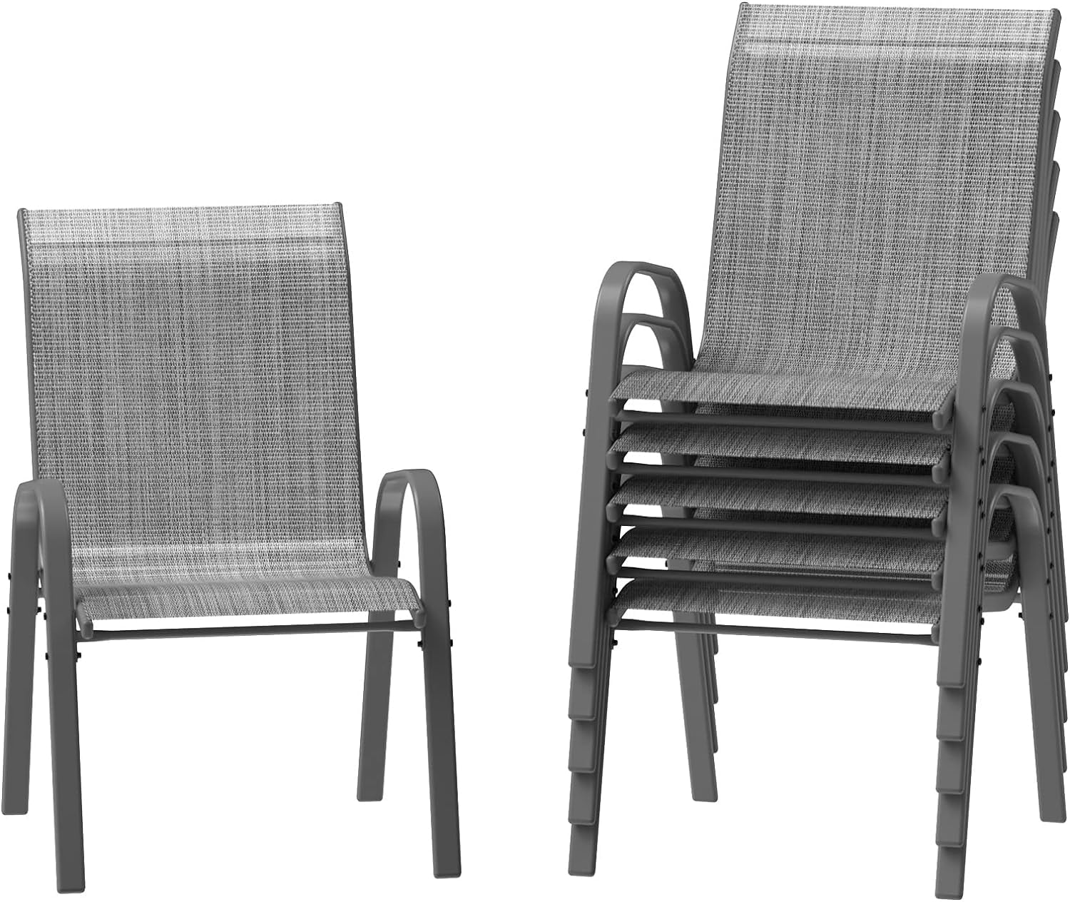 Patio Chairs Set of 6, Outdoor Stackable Dining Chairs for All Weather