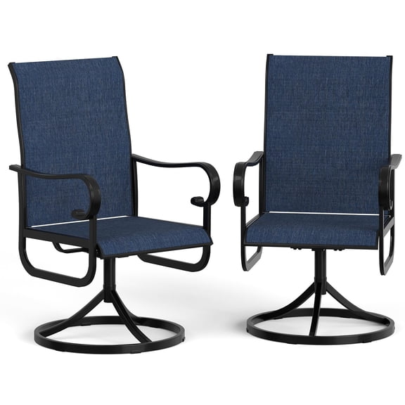 Patio Chairs Swivel Rocking Set of 6, High Back Outdoor Seating with All-Weather Textilene Mesh, Black Powder-Coated Metal Frame, Rustproof Quick-Dry for Garden Lawn, Black Frame + Brown Textilene
