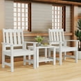 thumbnail image 1 of Patio Chairs & Table Set of 3, 2 pcs Garden Bistro Chairs with End Table, All-Weather HIPS Dining Chair Set, 400 lbs Weight Capacity, Outdoor Patio Furniture, White, 1 of 6