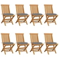 thumbnail image 1 of Patio Chairs with Gray Cushions 8 pcs Solid Teak Wood, 1 of 12