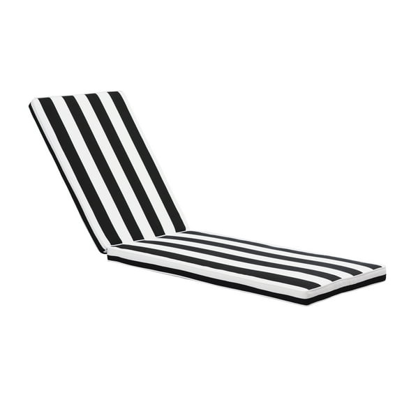 Patio Chaise Cushion - Black/white Stripe Breathable, , Zippered Removable Cover, With High Resilience Sponge Lounge Seat Pad , To Fading And , Comfortable Filling