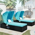 thumbnail image 1 of Patio Chaise Lounge, 2Pcs Patio Chaise Lounge Chairs Outdoor Furniture Set with Adjustable Back and Canopy, All-Weather PE Wicker Rattan Reclining Lounge Chair for Beach, Backyard, Porch, Pool, 1 of 8