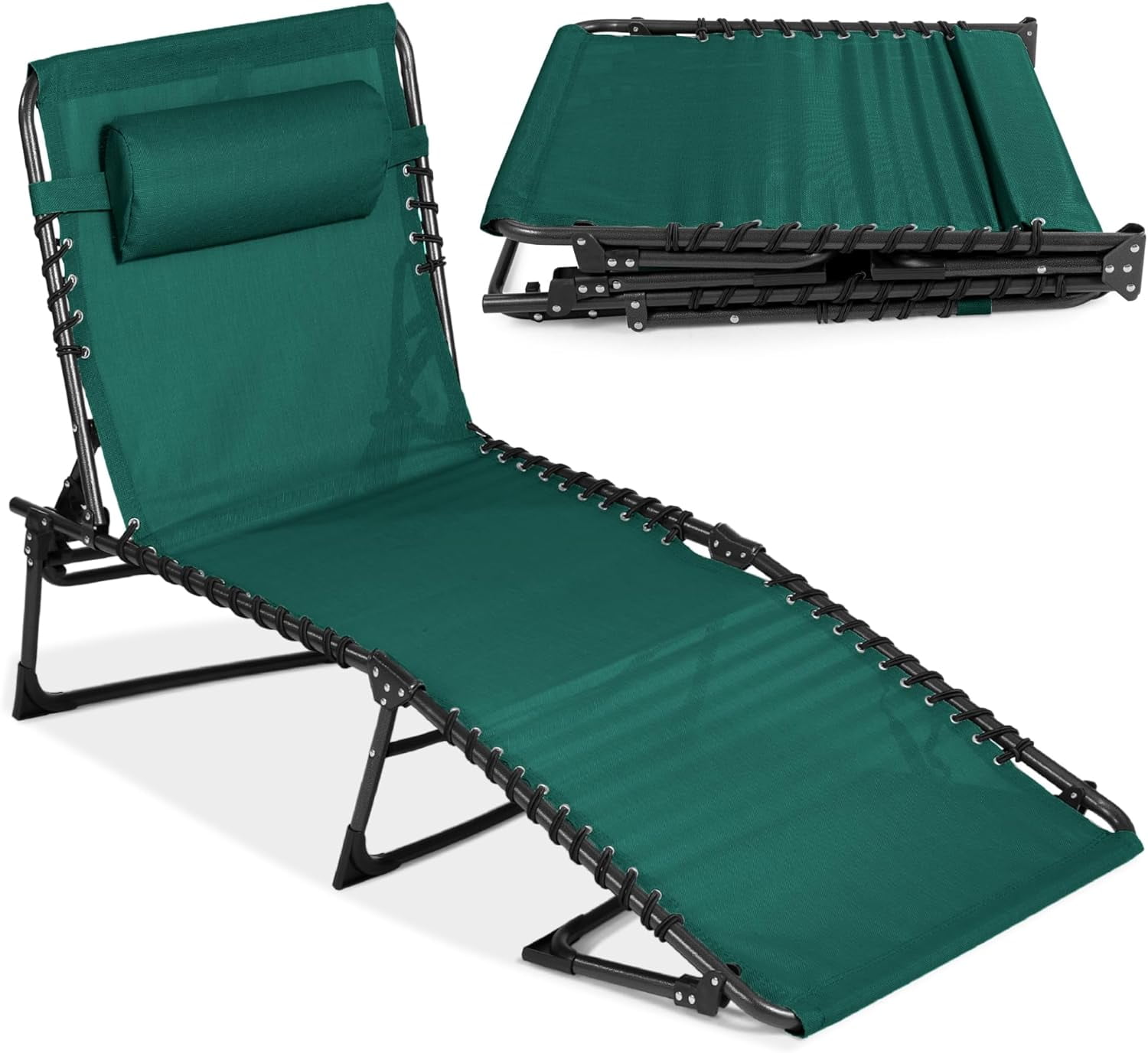 Patio Chaise Lounge Chair, Portable Outdoor Folding Recliner for Lawn, w/ 8 Positions, Handles ...