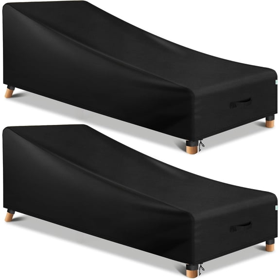 Patio Chaise Lounge Cover Outdoor Waterproof, 2 Pack of Pool Lounge Chair Covers for Outside Furniture Covers All Weather Protection, 80" x 30" x 26" H, Black$$Garden & Patio